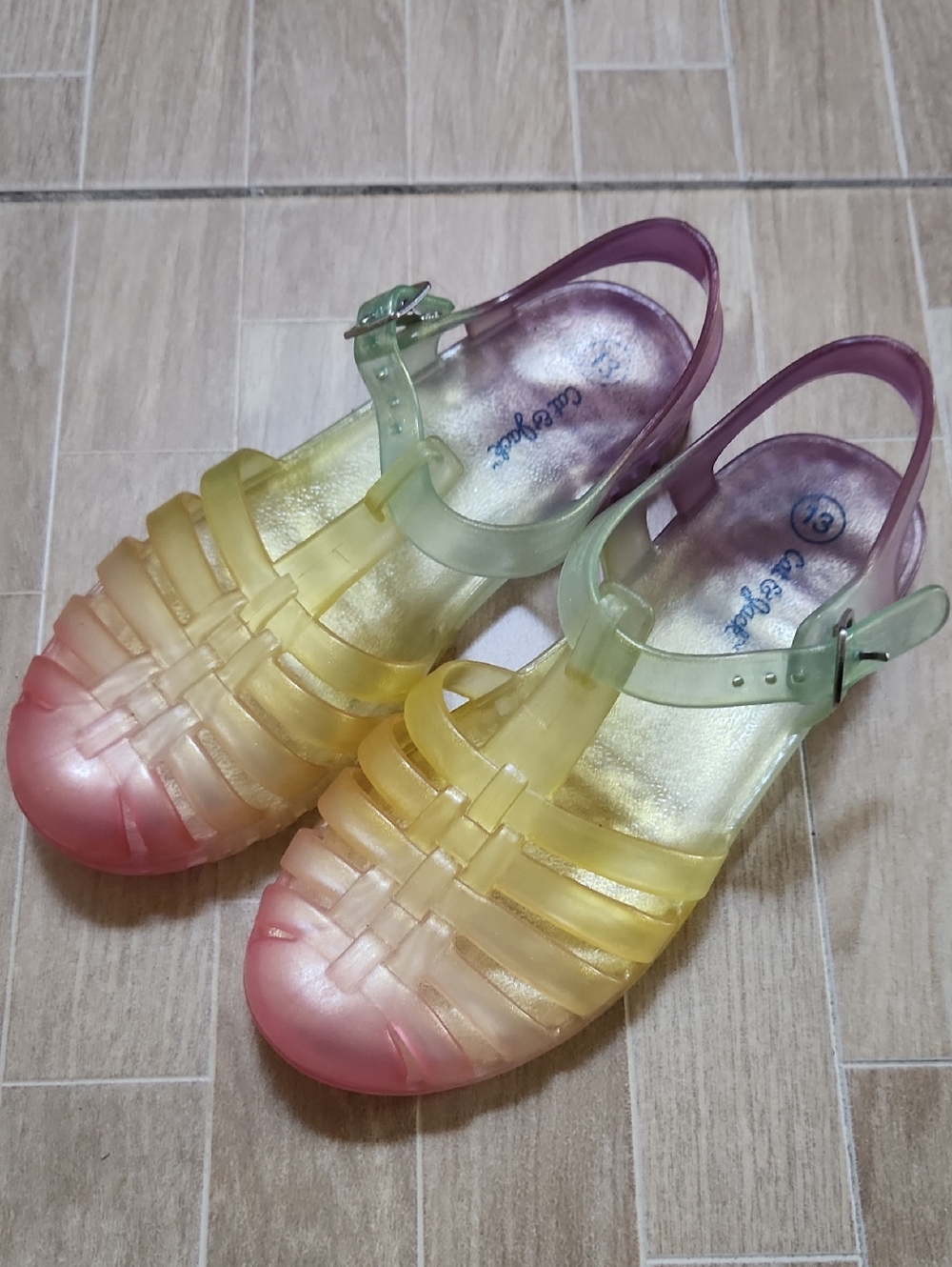 Cat & Jack Ombre Jelly Sandals - Pink Yellow Green